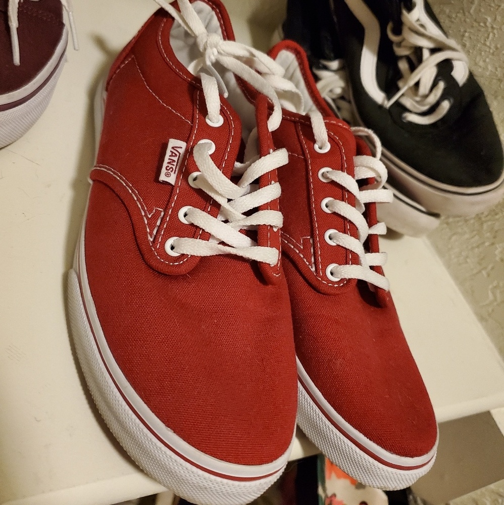 Vans red low tops